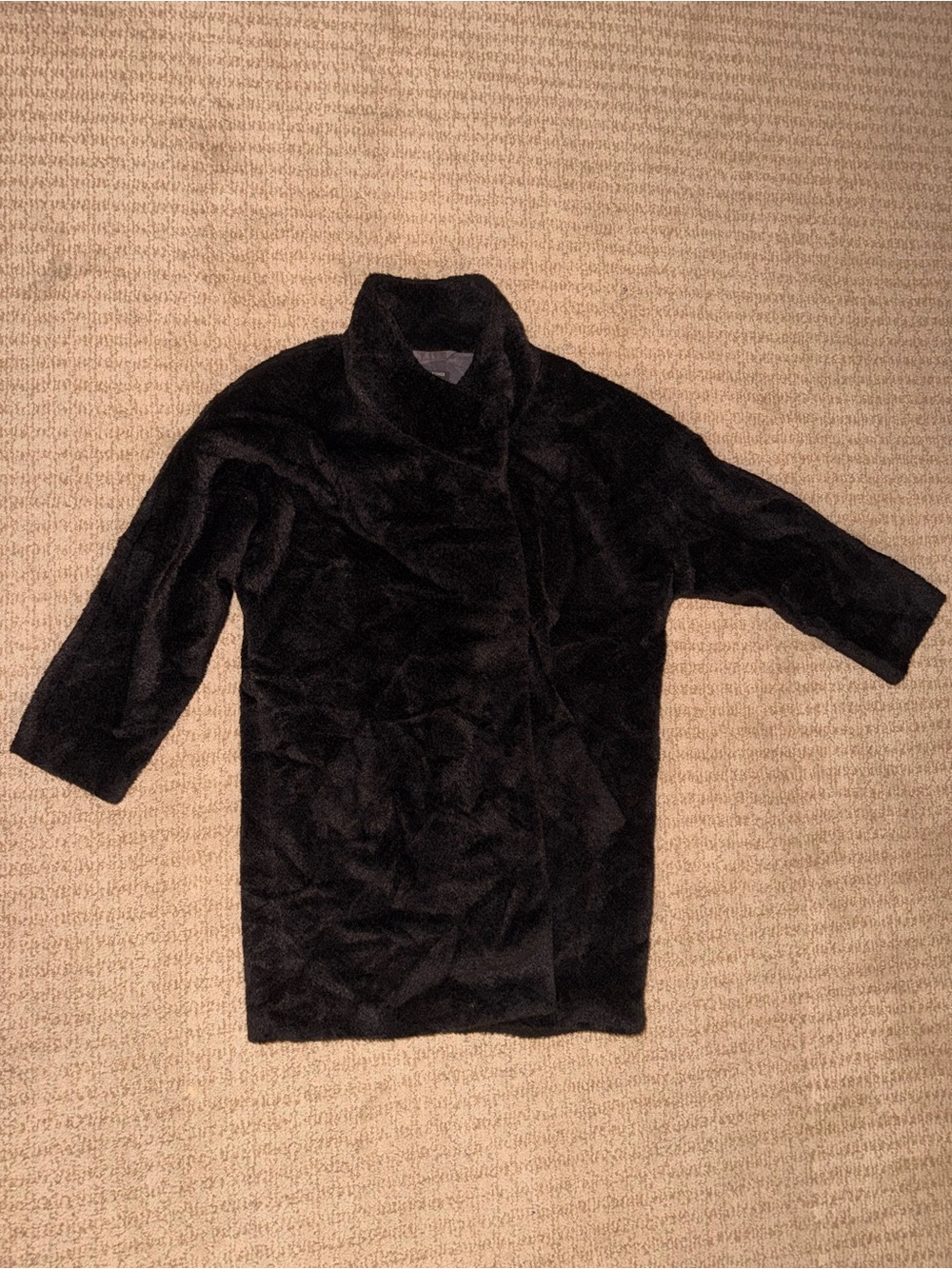 Eileen Fisher Black Faux-Fur Teddy Coat